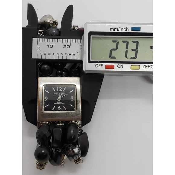 Maurices women\'s dress watch PL3021S. Square black face beaded band main image 6